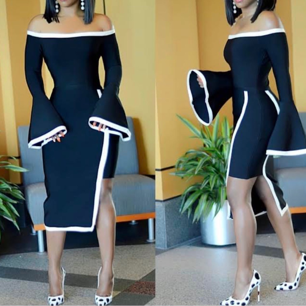Tuxedo Bell-Sleeve Dress